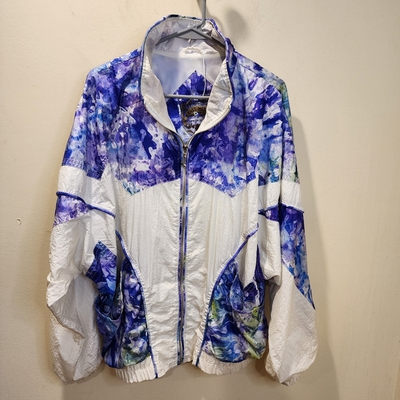 East West Panda Group Vintage 80s Windbreaker track jacket size L - Picture 1 of 14